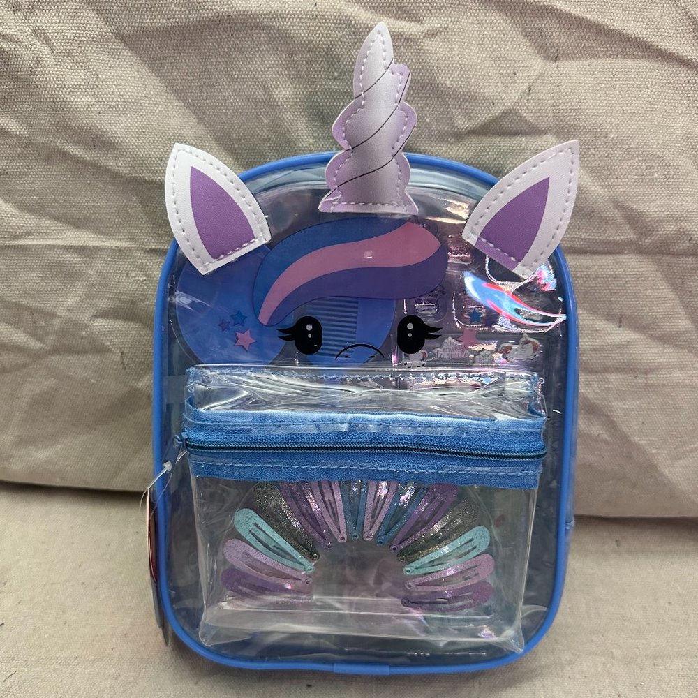 Children's Unicorn Clear Backpack and Accessories Set, Blue,100-Piece